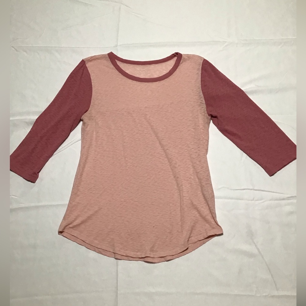 .J Crew blush/muave slub knit baseball tee. Small